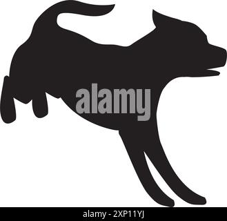 Silhouette del salto dei cani domestici. razze di cani Illustrazione Vettoriale
