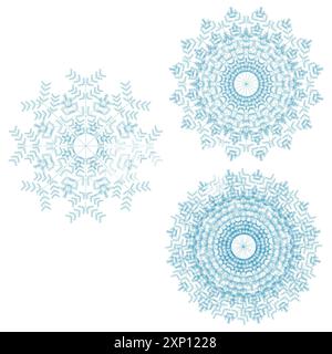 Illustrazioni vettoriali splendidamente dettagliate di fiocchi di neve, perfette per disegni a tema natalizio, decorazioni natalizie e progetti invernali. Illustrazione Vettoriale