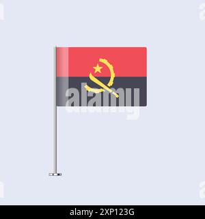 Bandiera Angola isolata sul palo, disegno vettoriale angolano Flag per stampa e Web Illustrazione Vettoriale