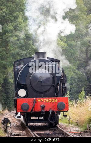 Motore con serbatoio a vapore "Swiftsure" WD classe WD75008 che lavora sulla ferrovia Kent e East Sussex Heritage che va da Tenterden a Bodium Foto Stock