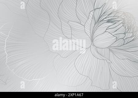 Un elegante sfondo Art con linee floreali creato con toni morbidi e delicati per un tocco raffinato. Questo delicato disegno di un fiore elegante è perfetto per sfondi ed elementi di design unici. Illustrazione Vettoriale