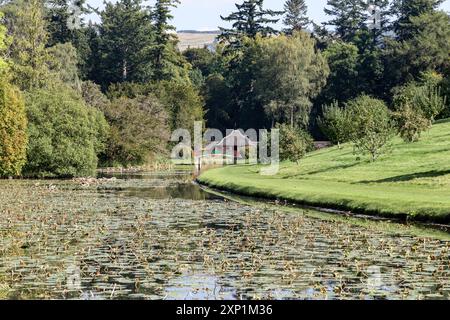 BLAIR ATHOLL, GRAN BRETAGNA - 11 SETTEMBRE 2014: Questo è uno stagno nel parco del castello di Blair. Foto Stock