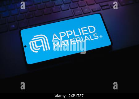 Paraguay. 3 agosto 2024. In questa immagine, il logo dei materiali applicati viene visualizzato sullo schermo di uno smartphone. Credito: SOPA Images Limited/Alamy Live News Foto Stock