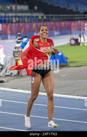 Mujinga kambundji (Svizzera), 200 medaglia d'oro femminile ai Campionati europei di atletica leggera Roma 2024, Stadio Olimpico di Roma, Italia Foto Stock