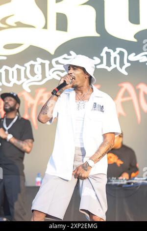 Oklahoma City, Stati Uniti. 2 agosto 2024. Bone Thugs N Harmony si esibisce al Legends of Hip Hop Tour presso l'Oklahoma City Zoo Amphitheatre di Oklahoma City, Oklahoma, il 2 agosto 2024. (Foto di Jay Wiggins/Sipa USA) credito: SIPA USA/Alamy Live News Foto Stock