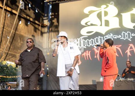 Oklahoma City, Stati Uniti. 2 agosto 2024. Bone Thugs N Harmony si esibisce al Legends of Hip Hop Tour presso l'Oklahoma City Zoo Amphitheatre di Oklahoma City, Oklahoma, il 2 agosto 2024. (Foto di Jay Wiggins/Sipa USA) credito: SIPA USA/Alamy Live News Foto Stock