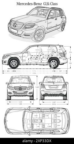 Progetto di auto Mercedes Benz GLK Classe 2014 Illustrazione Vettoriale