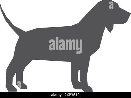 Silhouette Beagle nera. Icona animale. Vista lato cane Illustrazione Vettoriale