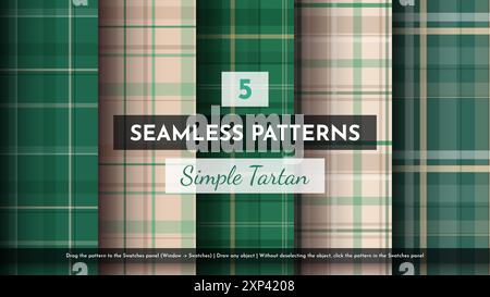 10 semplice motivo tartan senza cuciture. Struttura scozzese tradizionale. Tessuto alla moda. Sfondo tessile Illustrazione Vettoriale
