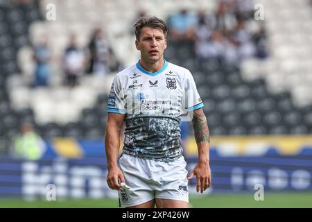 Tom Briscoe di Hull FC durante la partita del 20° turno di Betfred Super League Hull FC vs St Helens all'MKM Stadium di Hull, Regno Unito, 3 agosto 2024 (foto di Mark Cosgrove/News Images) Foto Stock