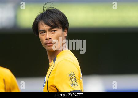 3 agosto 2024; Loftus Road Stadium, Shepherds Bush, West London, Inghilterra; amichevole calcio pre-stagione, Queens Park Rangers contro Brighton e Hove Albion; Kaoru Mitoma di Brighton &amp; Hove Albion Credit: Action Plus Sports Images/Alamy Live News Foto Stock