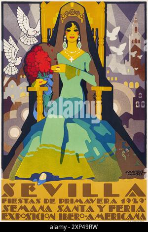 Siviglia. Fiestas de Primavera di Juan Miguel Sanchez (1905-). Poster pubblicato nel 1929 in Spagna. Foto Stock