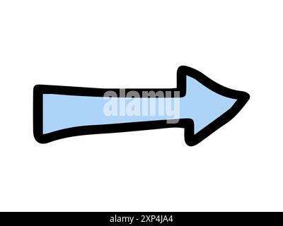 Icona Freccia blu su sfondo bianco. Concetto di direzione, navigazione, illustrazione del puntatore, segno di orientamento. Utile per interfaccia utente, mappe, elementi di progettazione. Illustrazione Vettoriale