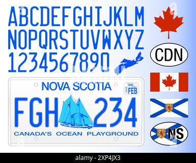 Modello targa auto Nova Scotia, Canada, illustrazione vettoriale Illustrazione Vettoriale