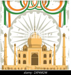 Buon giorno dell'indipendenza 15 agosto, giorno della libertà dell'India. Felice giorno dell'indipendenza in India celebrazione il 15 agosto Illustrazione Vettoriale