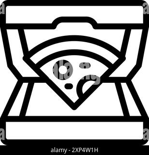 Una fetta di deliziosa pizza viene servita in una classica scatola di cartone Illustrazione Vettoriale