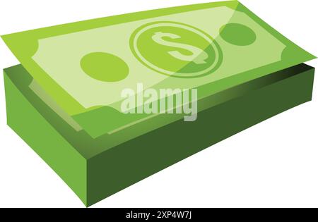 Icona del cartone animato Dollar Pack. Bollette di denaro verde Illustrazione Vettoriale