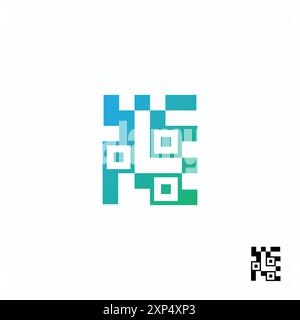 Logo QR Code Letter L Creative Technology Modern Data pixel. Illustrazione vettoriale Illustrazione Vettoriale