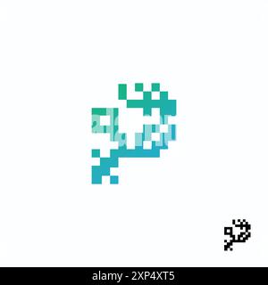 Logo Letter P creative Technology Modern Data pixel QR Code. Illustrazione vettoriale Illustrazione Vettoriale