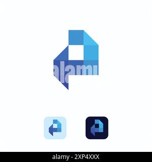 Letter P Creative Technology Modern data pixel logo element design template. Illustrazione vettoriale Illustrazione Vettoriale