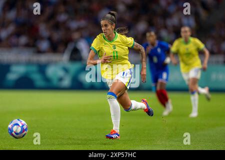 Nantes, Francia. 3 agosto 2024. Jheniffer del Brasile durante i quarti di finale di calcio femminile tra Francia e Brasile durante i Giochi Olimpici di Parigi 2024 allo Stade de la Beaujoire di Nantes, Francia (Richard Callis/SPP) credito: SPP Sport Press Photo. /Alamy Live News Foto Stock