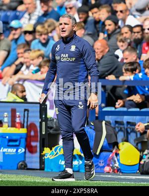 Ryan Lowe manager del Preston North End durante l'amichevole pre-stagione Preston North End vs Everton a Deepdale, Preston, Regno Unito, 3 agosto 2024 (foto di Cody Froggatt/News Images) Foto Stock