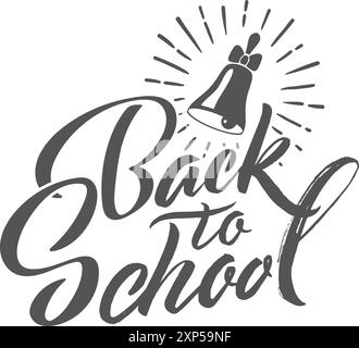 Emblema di ritorno a scuola. Logo delle parole disegnate a mano Illustrazione Vettoriale