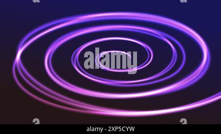 Spirale al neon brillante. Scintillio sullo sfondo scuro. Foto Stock