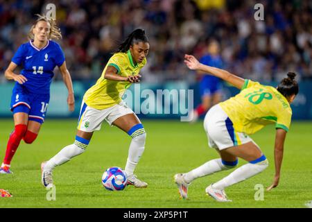 Nantes, Francia. 3 agosto 2024. Kerolin del Brasile durante i quarti di finale di calcio femminile tra Francia e Brasile durante i Giochi Olimpici di Parigi 2024 allo Stade de la Beaujoire di Nantes, Francia (Richard Callis/SPP) credito: SPP Sport Press Photo. /Alamy Live News Foto Stock