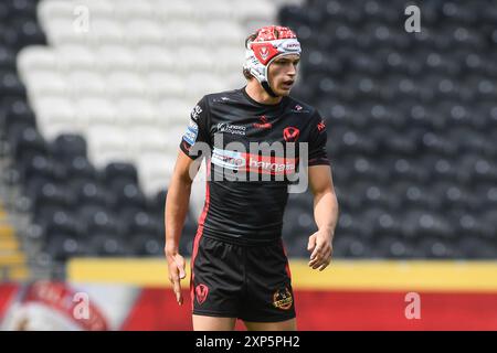 Hull, Inghilterra - 3 agosto 2024 - Harry Robertson di Sant'Elena. Rugby League Betfred Super League , Hull FC vs St. Helens al MKM Stadium, Hull, UK Dean Williams Foto Stock