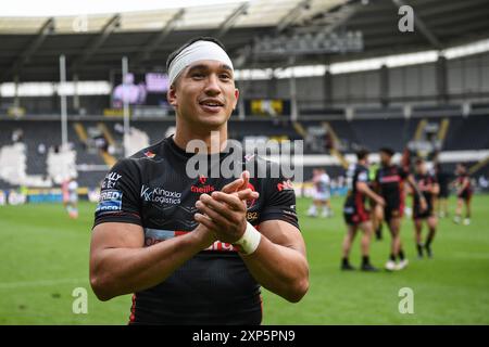 Hull, Inghilterra - 3 agosto 2024 - Tee Ritson di Sant'Elena. Rugby League Betfred Super League , Hull FC vs St. Helens al MKM Stadium, Hull, UK Dean Williams Foto Stock