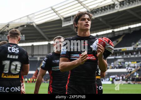 Hull, Inghilterra - 3 agosto 2024 - Harry Robertson di Sant'Elena. Rugby League Betfred Super League , Hull FC vs St. Helens al MKM Stadium, Hull, UK Dean Williams Foto Stock