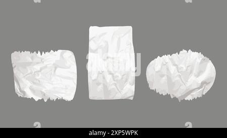 Carta ed elementi per lo scrapbooking vecchio strappato. Pezzi di carta arricciati. Trame diverse ripetono i bordi irregolari. Illustrazione vettoriale. Illustrazione Vettoriale