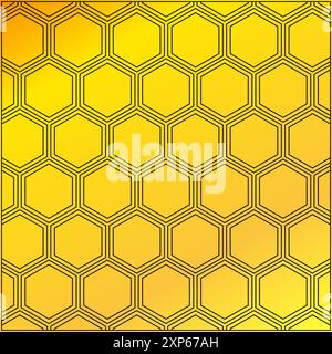 Modello esagonale isolato su sfondo dorato. Illustrazione vettoriale. Illustrazione Vettoriale