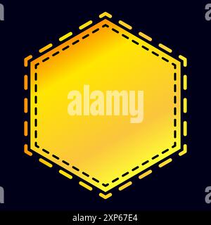 Sagoma esagonale Luxury Gold isolata su sfondo blu scuro. Illustrazione vettoriale. Illustrazione Vettoriale