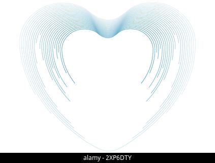 Sfondo minimalista astratto di San Valentino con cuore lineare. Biglietto d'auguri design geometrico tecnico vettoriale Illustrazione Vettoriale