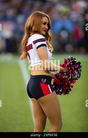 1 agosto 2024: Cheerleader degli Houston Texans in azione durante la gara della Hall of Fame contro i Chicago Bears a Canton, OHIO. Mike Wulf/CSM (immagine di credito: © Mike Wulf/Cal Sport Media) Foto Stock