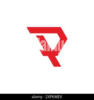 lettera p r semplice linea rossa vettore logo movimento geometrico Illustrazione Vettoriale