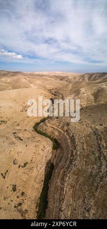 Fiume Prat in Israele. Valle di Wadi Qelt in Cisgiordania, originaria vicino a Gerusalemme e diretta verso il fiume Giordano vicino a Gerico e al Mar morto. Foto Stock