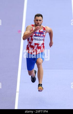 Spalato, Croazia. 14 luglio 2024. PARIGI, FRANCIA - 4 AGOSTO: Filip Pravdica del Team Croatia gareggia durante le qualificazioni per il salto lungo maschile il giorno nove dei Giochi Olimpici di Parigi 2024 allo Stade de France il 4 agosto 2024 a Parigi, Francia. Foto: Iogr Kralj/Pixsell credito: Pixsell/Alamy Live News Foto Stock