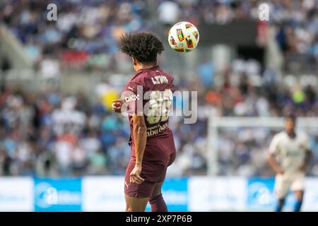 Columbus, Ohio, Stati Uniti. 3 agosto 2024. Il difensore del Manchester City Rico Lewis (82). Il Manchester City gioca con il Chelsea FC in un'amichevole internazionale all'Ohio Stadium. Crediti: Kindell Buchanan/Alamy Live News Foto Stock