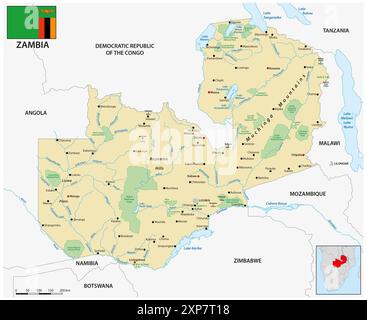 Mappa vettoriale della Repubblica dello Zambia Foto Stock