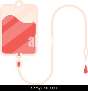 Icona del colore di gocciolamento di sangue medico. Simbolo di trasfusione isolato su sfondo bianco Illustrazione Vettoriale