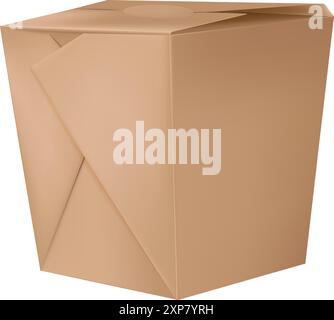 Mock-up da asporto. Carta artigianale marrone realistica isolata su sfondo bianco Illustrazione Vettoriale