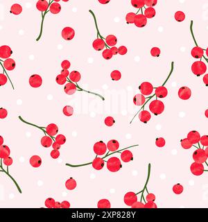 Schema di ribes rosso. Sfondo estivo senza cuciture con bacche acquerelli Illustrazione Vettoriale