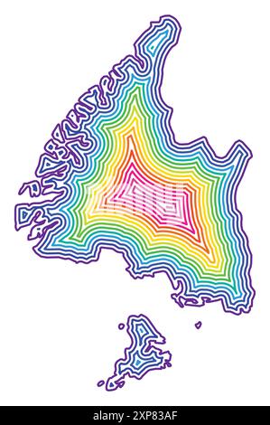 Mappa simbolo del Consiglio regionale Southland (nuova Zelanda) che mostra il confine di stato tamponato all'interno in colori arcobaleno Illustrazione Vettoriale