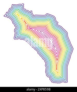 Mappa dei simboli della Provincia la Rioja (Argentina) che mostra il confine di stato tamponato all'interno in colori arcobaleno Illustrazione Vettoriale