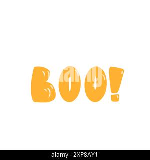 Testo boo disegnato a mano isolato su sfondo bianco. Caratteri vettoriali. Illustrazione Vettoriale
