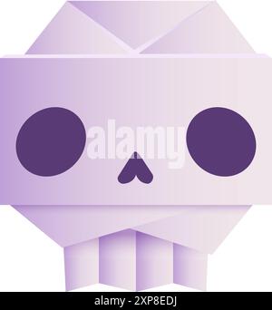 Icona dell'origami del cranio. Testina di carta piegata isolata su sfondo bianco Illustrazione Vettoriale