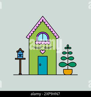 Bella illustrazione della casa. Design semplice e colorato. Illustrazione Vettoriale